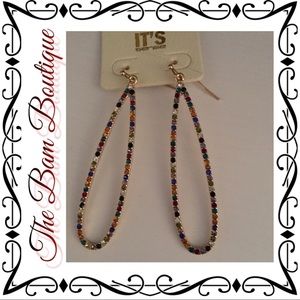 Open Teardrop Shape Pave Earrings